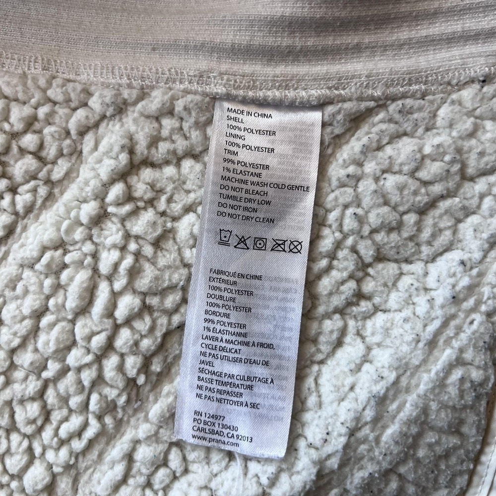 PrAna Diva Sherpa Fleece Jacket Womens M White Full Zip Rib Knit Outdoor - Picture 10 of 16